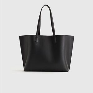 New Quince Italian Leather Triple Compartment Shopper Laptop Tote Bag Black